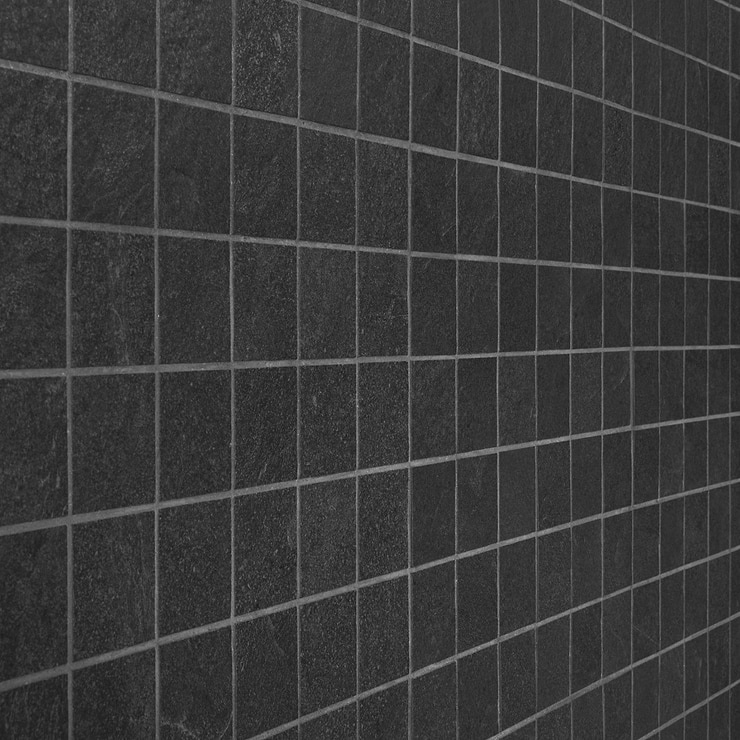 Era Charcoal Black 2x2 Limestone Look Matte Porcelain Mosaic Tile