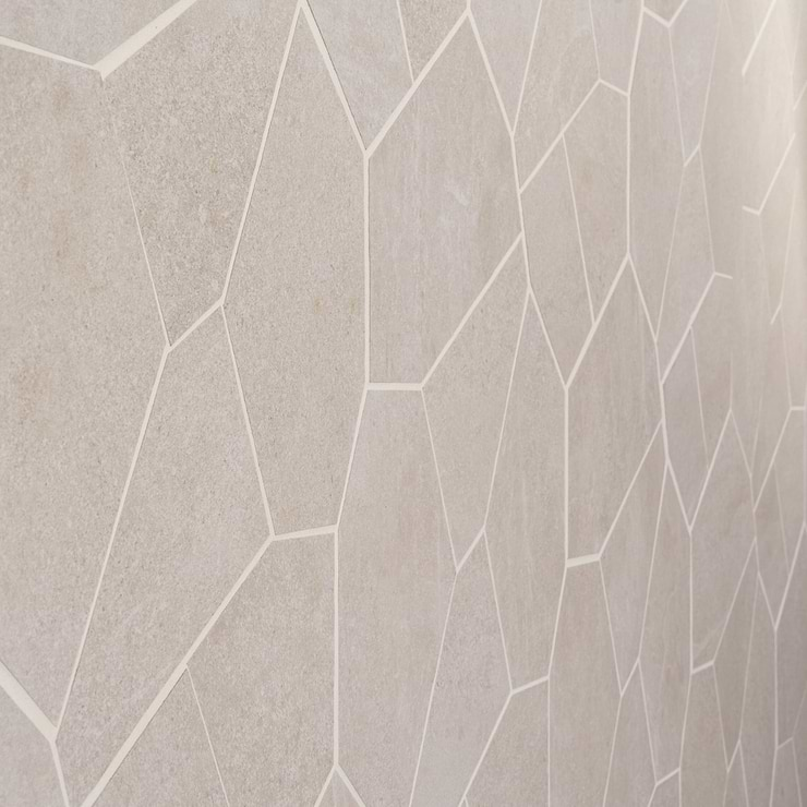 Era Linen White Organic Pattern Limestone Look Matte Porcelain Mosaic Tile