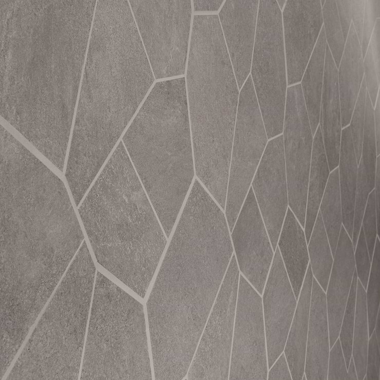 Era Slate Gray Organic Pattern Limestone Look Matte Porcelain Mosaic Tile