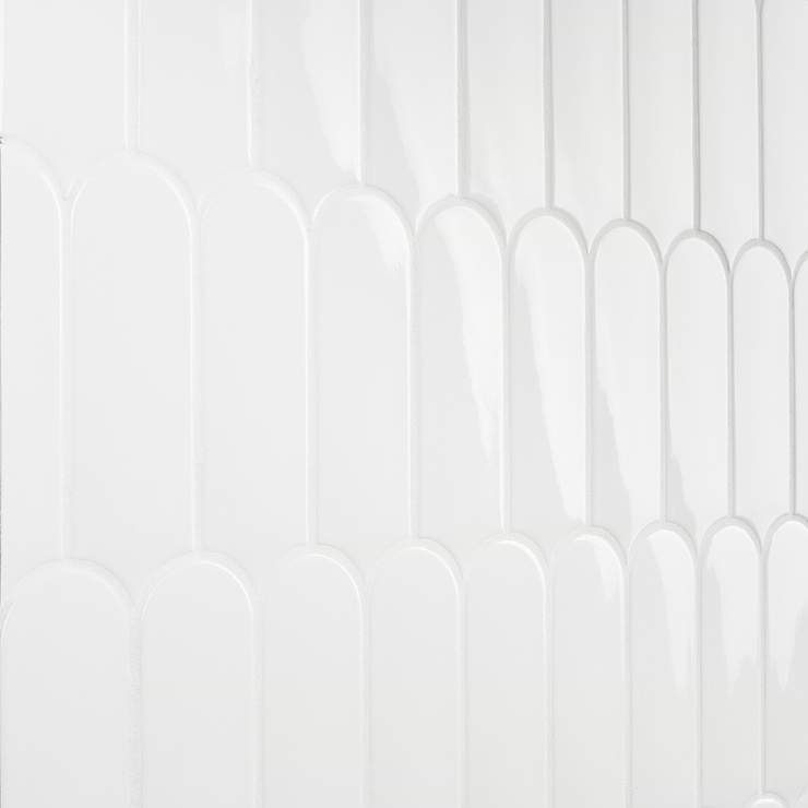 Parry White 3x8 Fishscale Glossy Ceramic Wall Tile