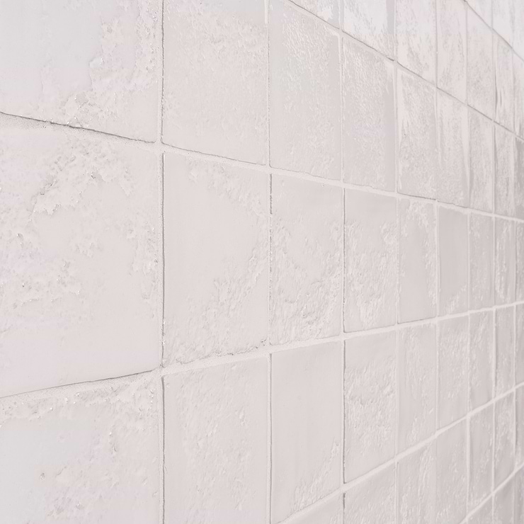 Navari White 5x5 Textured Glossy Ceramic Tile | Tilebar.com