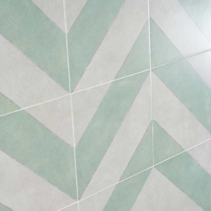 Auteur Diagonals Chevron Sage Green 9x9  Matte Porcelain Tile