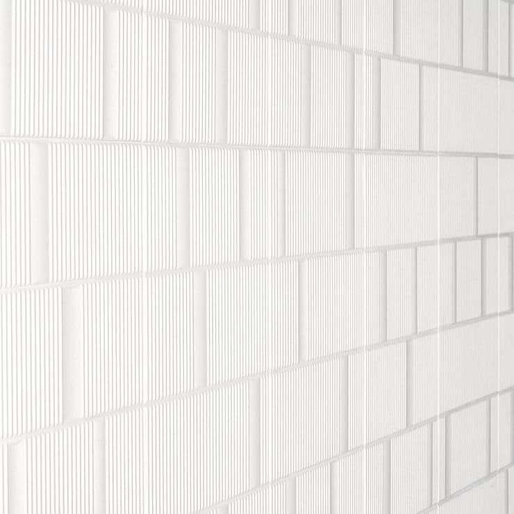 Division White 8x16 Fluted 3D Matte Ceramic Wall Tile
