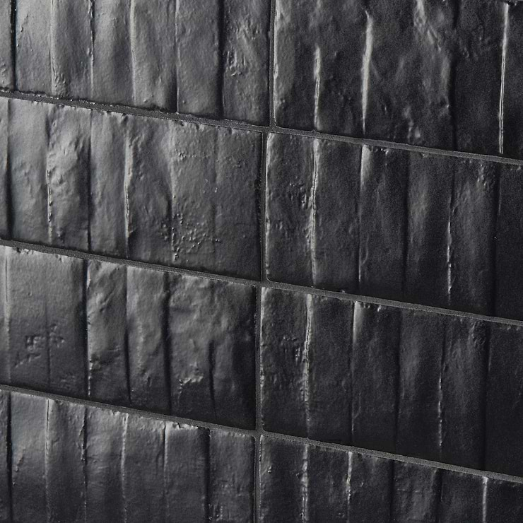 Rework Leather Black 3x12 Matte Porcelain Tile