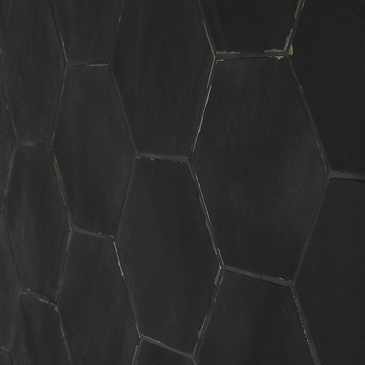 Sasha Hex Sorrentine Nero 6" Matte Porcelain Hexagon Tile