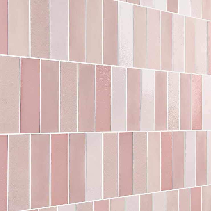 Color One Terra Blend Pink 2x8 Cement and Lava Stone Tile