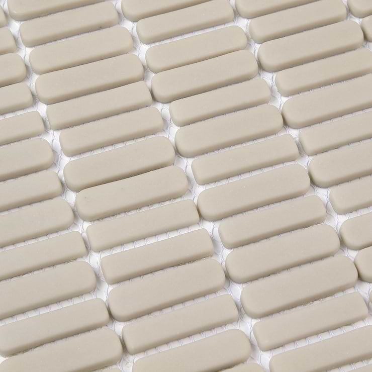 Venini Beige 1/2" x 2" Mini Brick Frosted Glass Mosaic Tile