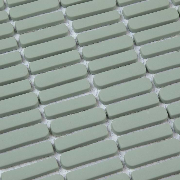 Venini Sage Green 1/2" x 2" Mini Brick Frosted Glass Mosaic Tile