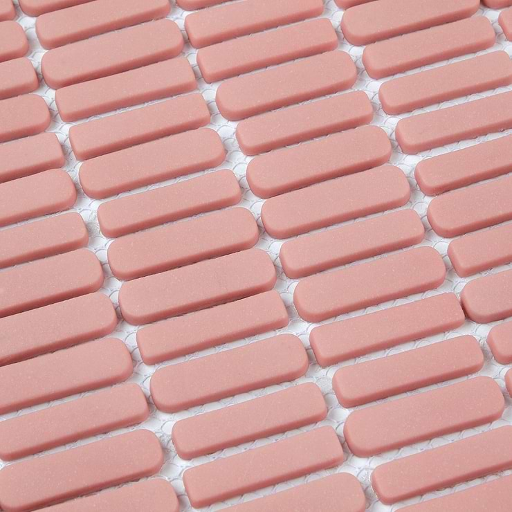 Venini Pink 1/2" x 2"  Mini Brick Frosted Glass Mosaic Tile