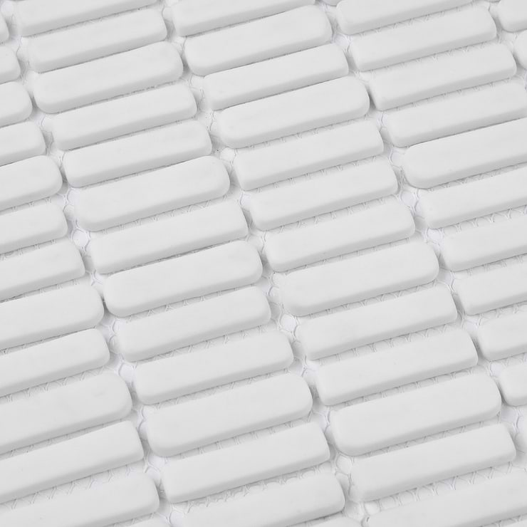 Venini White 1/2" x 2" Mini Brick Frosted Glass Mosaic Tile