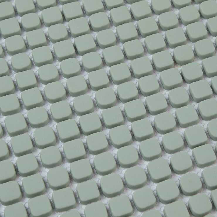 Venini Sage Green 1/2" Mini Square Frosted Glass Mosaic Tile