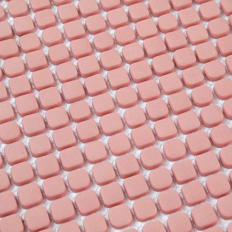 Venini Pink 1/2" Mini Square Frosted Glass Mosaic Tile