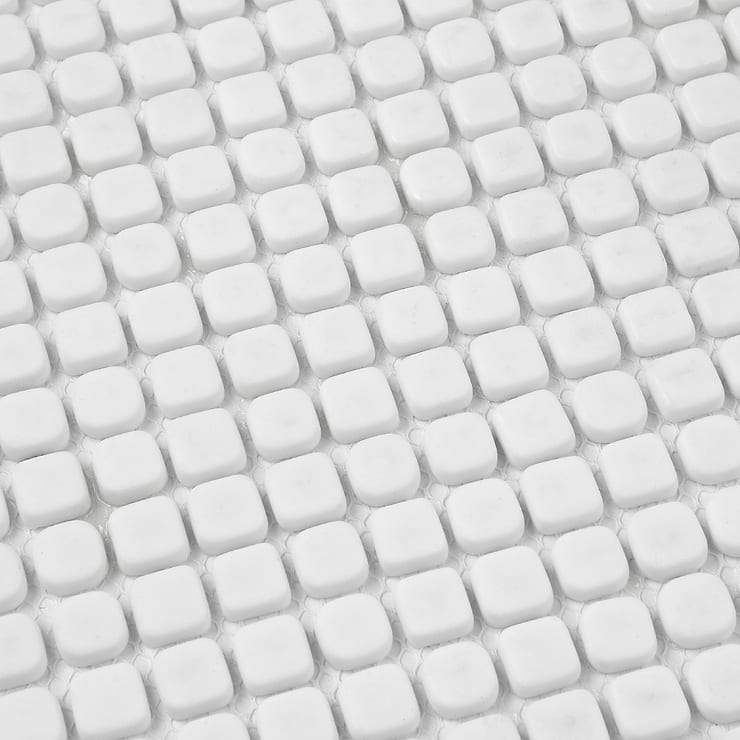 Venini White 1/2" Mini Square Frosted Glass Mosaic Tile