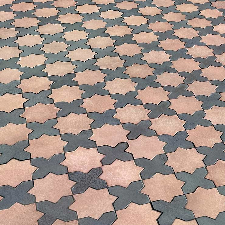 Cantico Mara Terracotta Matte Lava Stone and Cement Mosaic Tile