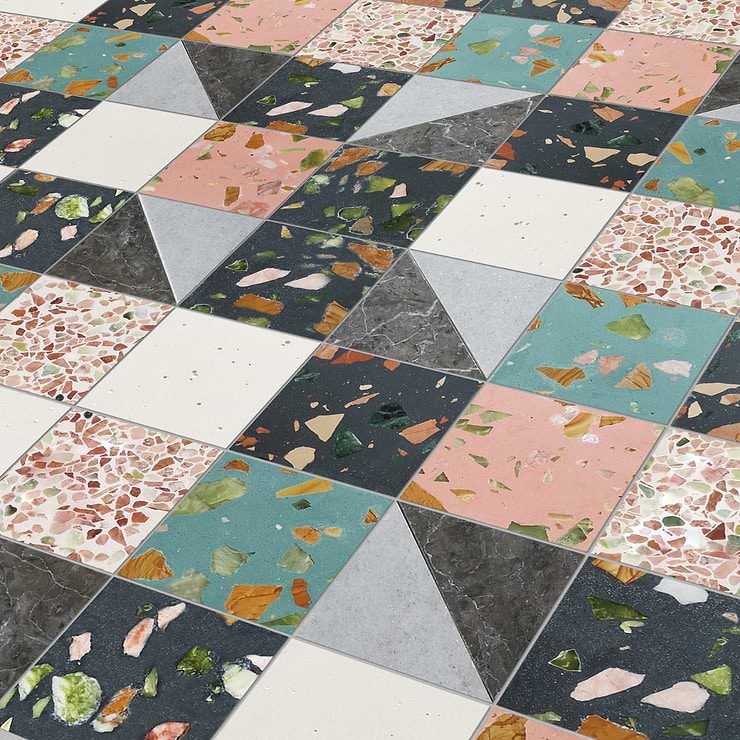 Elizabeth Sutton Artem Lark Multicolor 3x3 Polished & Honed Marble and Terrazzo Mosaic Tile