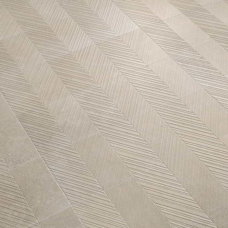 Stoneside Cream Beige Chevron 12x36 Matte Ceramic Tile