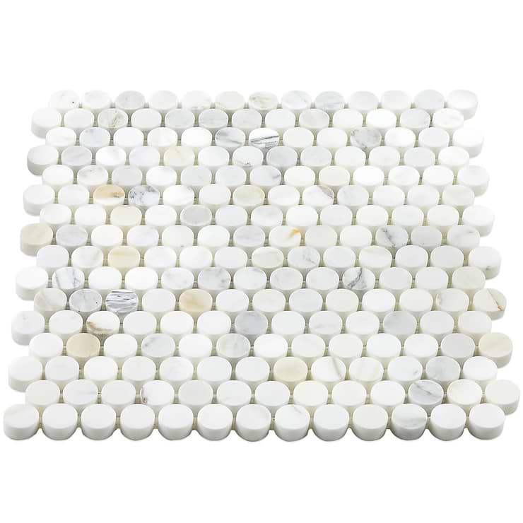 Calacatta Penny Rounds Polished Marble Tile