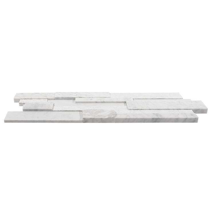 StackStone 3D Snow White Marble Ledger Panel Mosaic Wall Tile