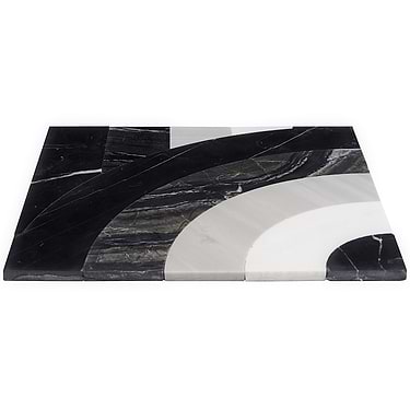 ARC Vertical Night Black & White 12X12 Polished Marble Mosaic