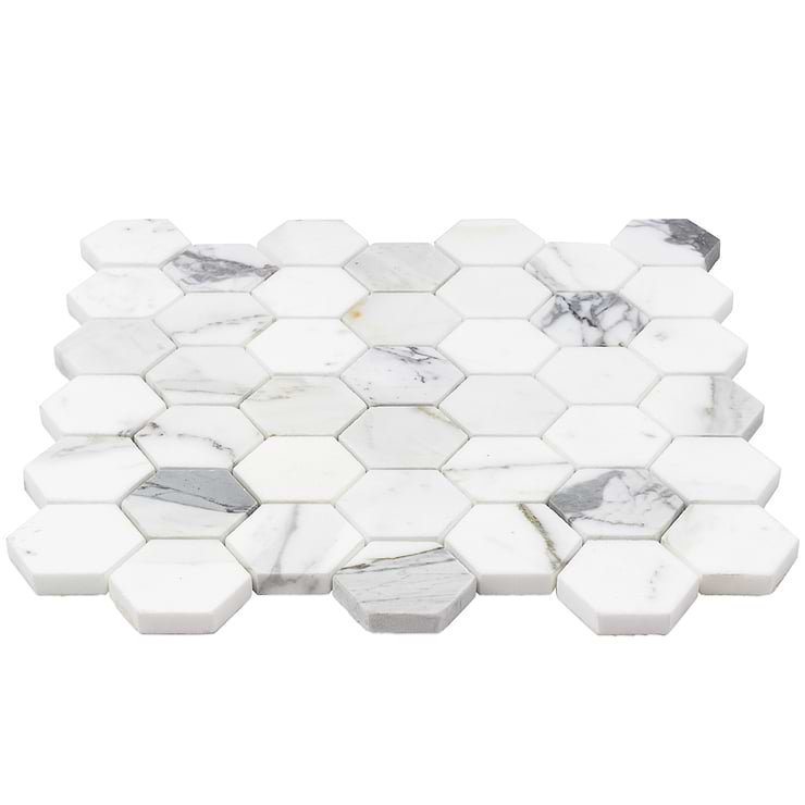 Calacatta 2" Hexagon Polished Marble Tile 