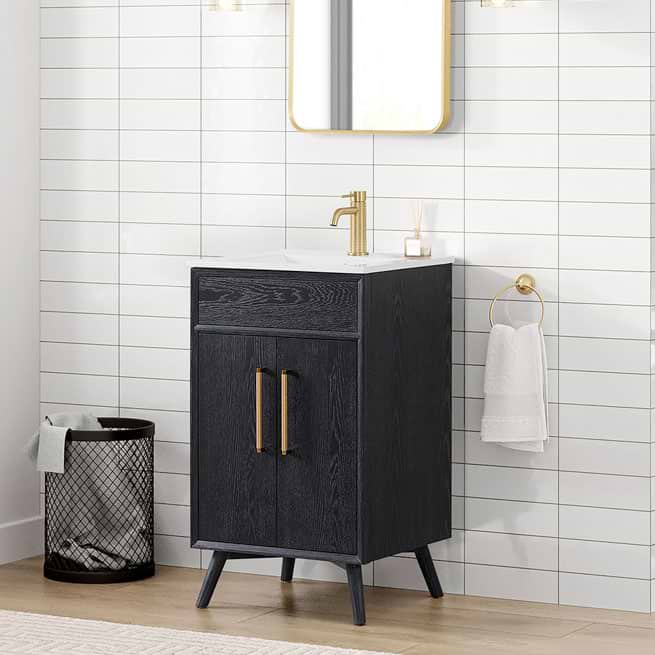 Adelle Black Oak 20" Single Vanity with White Ceramic Top