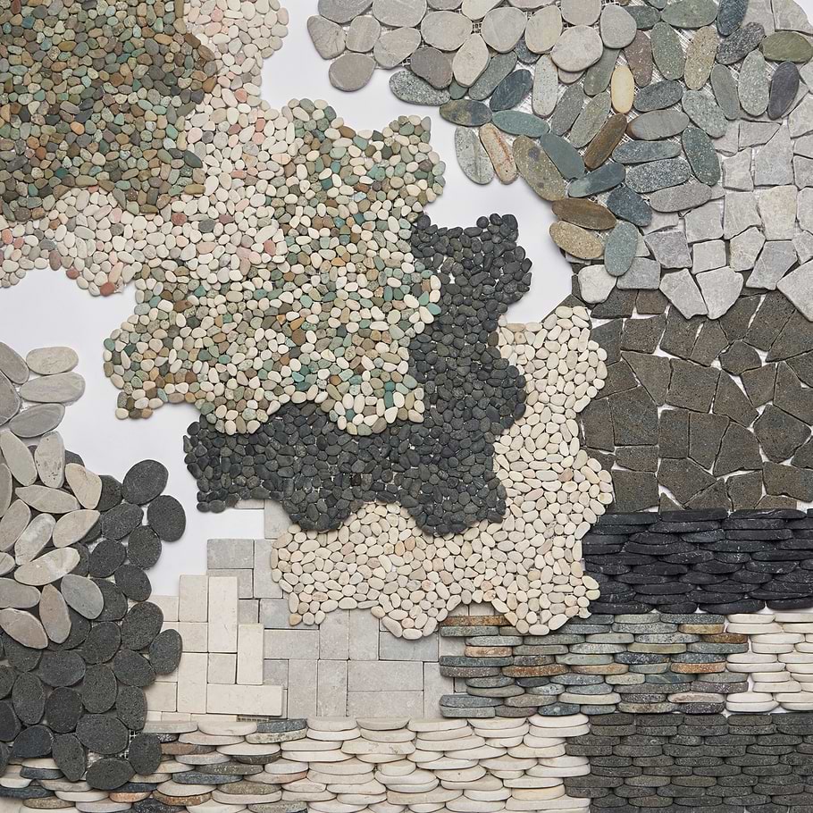 Cobblestone Noir Black Pebble Honed Mosaic Tile