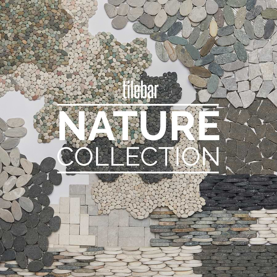 Nature Stacked Pram Gray Pebble Honed Mosaic Tile