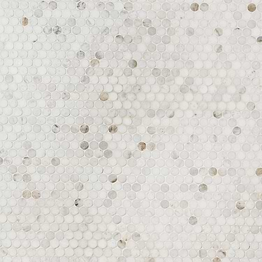 Alaska White 3/4" Penny Round Polished Marble Mosaic - Sample