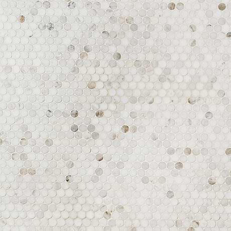 Alaska White 3/4" Penny Round Polished Marble Mosaic