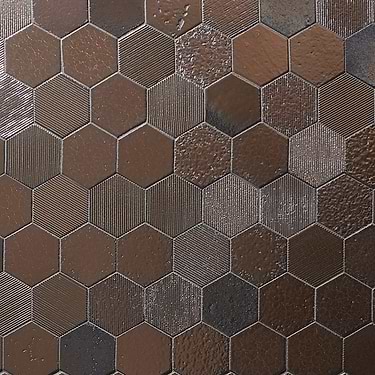 Magma Mixed Bronze 3" Hexagon Polished Lava Stone Mosaic