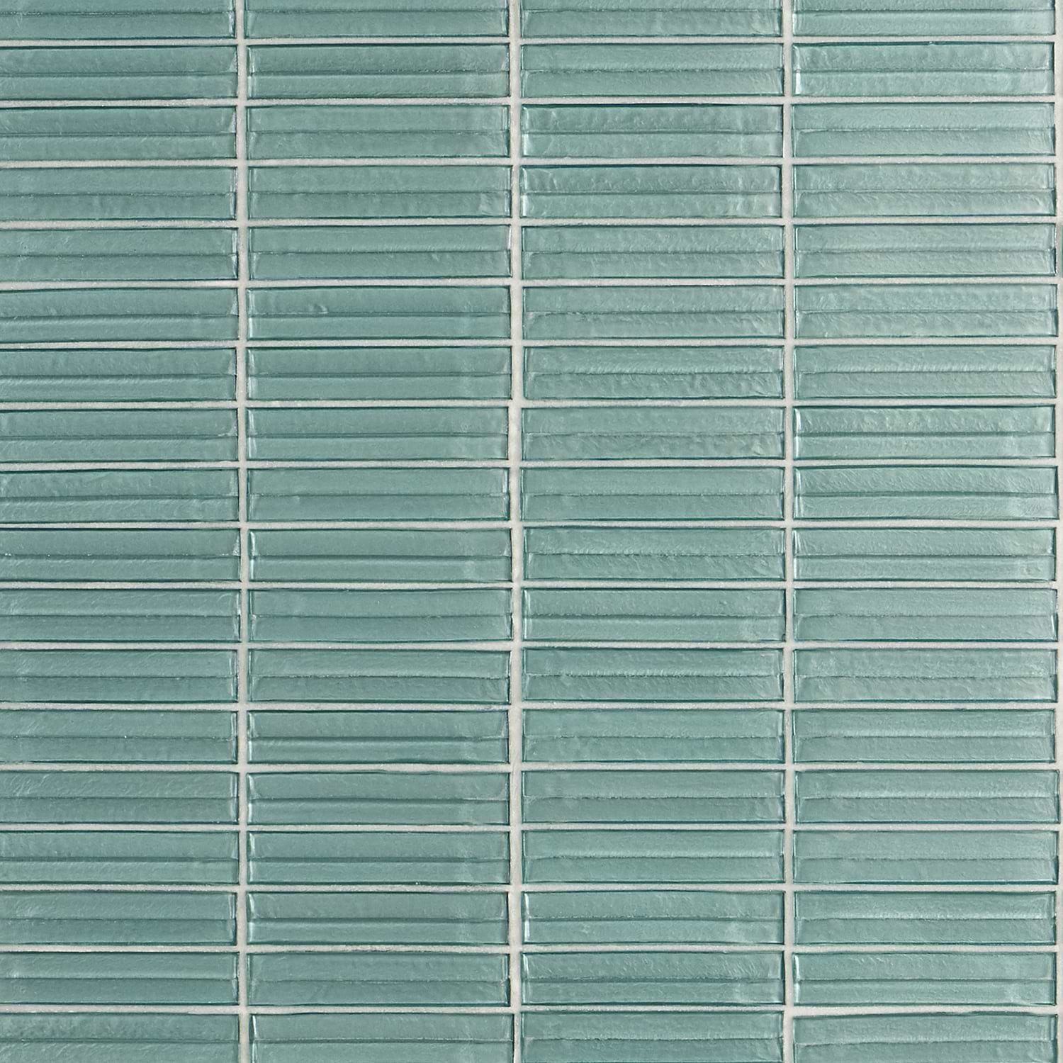 Maya Stacked Ocean Green 1x5 Polished Glass Mosaic Tile