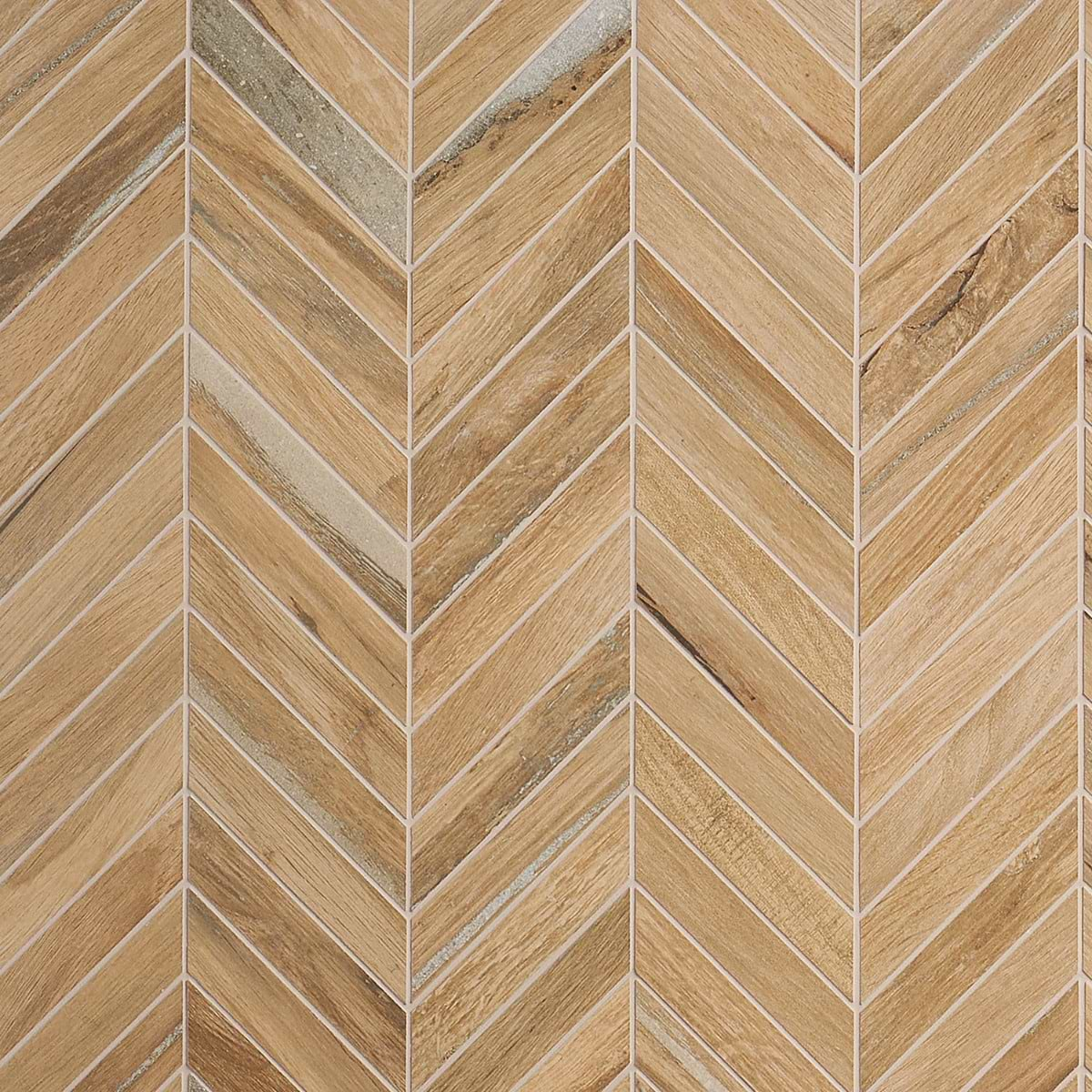 Eternal Chevron Birch Matte Porcelain Wood Look Mosaic Tile