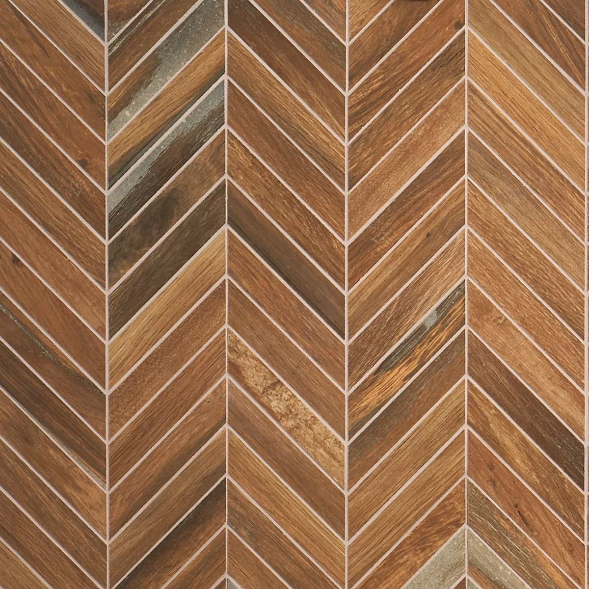 Eternal Oak Brown Chevron Matte Porcelain Mosaic