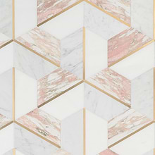Decade Rosa Polished Marble and Brass Mosaic Tile