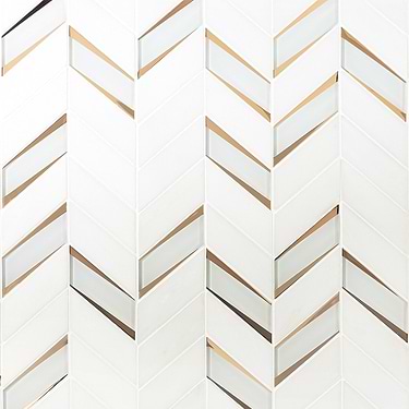 Kasol White & Gold 2x4 Marble & Mirror Polished Mosaic - Sample