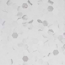 Calacatta White 2" Hexagon Peel & Stick Self Adhesive Marble Look Matte Mosaic Wall Tile