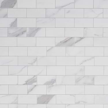 Calcatta LPS White 2x4 Brick Marble Look Matte Peel & Stick Tile