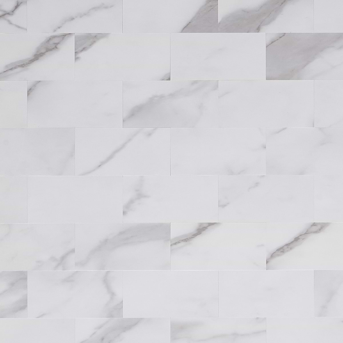 Calacatta LPS White 3x6 Brick Seamless Solid Core Peel & Stick Self Adhesive Marble Look Matte Tile