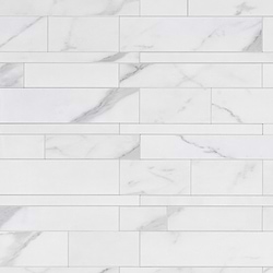 Calacatta LPS White Railroad Solid Core Peel and Stick Self Adhesive Marble Look Matte Mosaic Tile