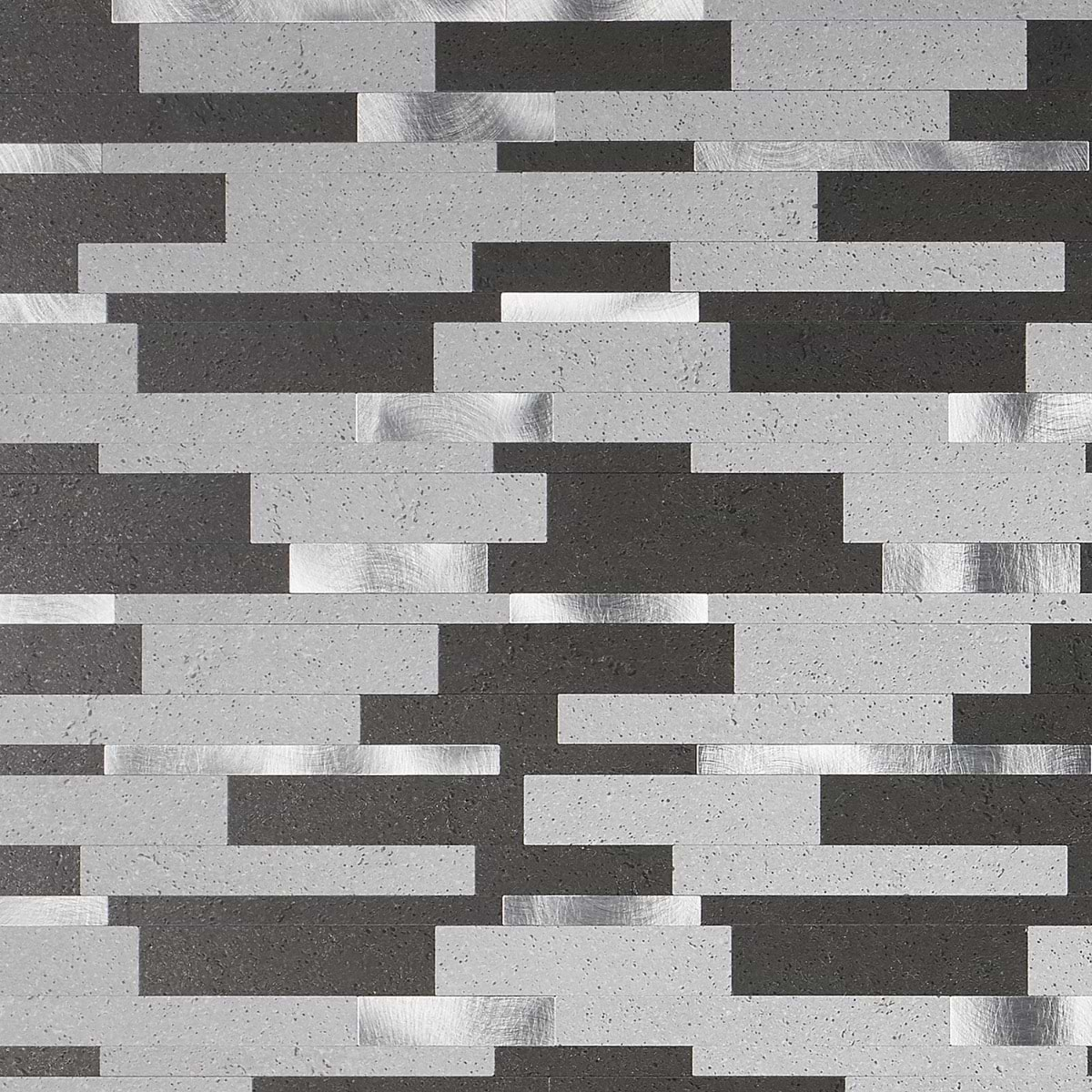 Metalway LPS Mixed Gray Solid Core Peel & Stick Self Adhesive Metallic Look Matte Mosaic Tile