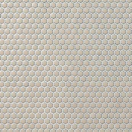 Eden Latte Beige 1" Rimmed Hexagon Polished Porcelain Mosaic
