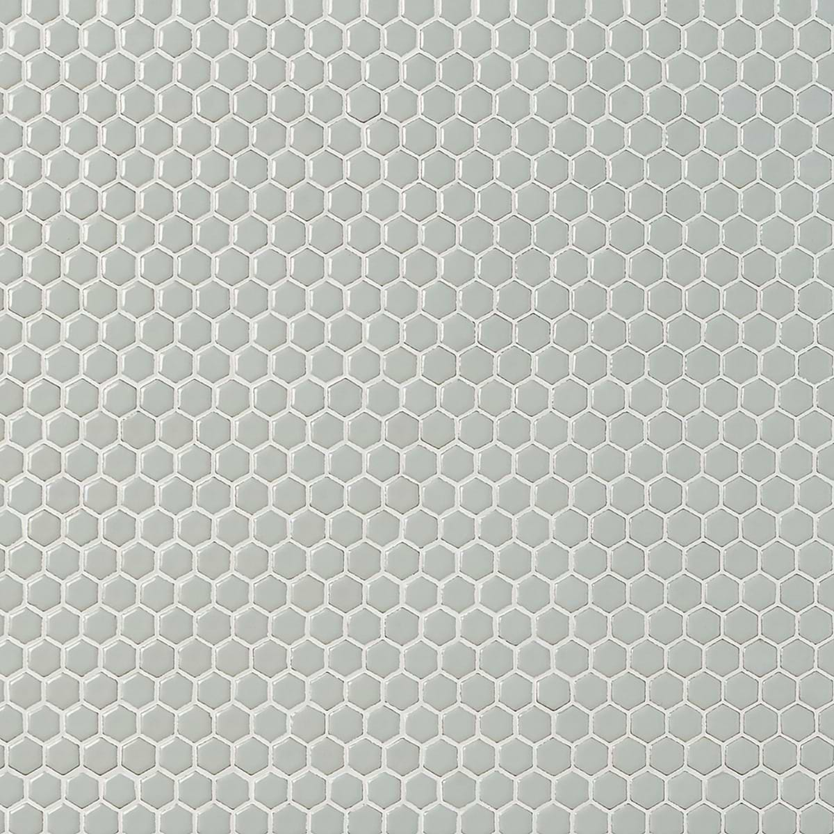 Eden Antiguan Sky Gray Rimmed 1" Hexagon Polished Porcelain Mosaic