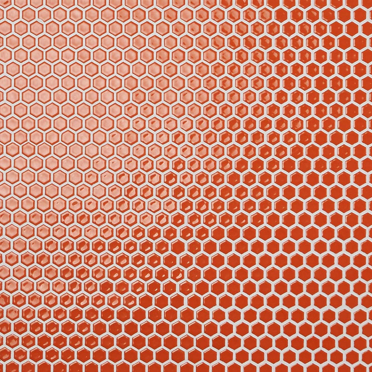 Eden 2.0 Orange Nectar Rimmed 1" Hexagon Polished Porcelain Mosaic