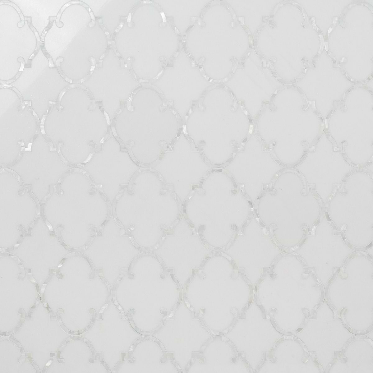 Highland Marrakesh White Thassos Marble With Pearl Shell Polished Mosaic Tile