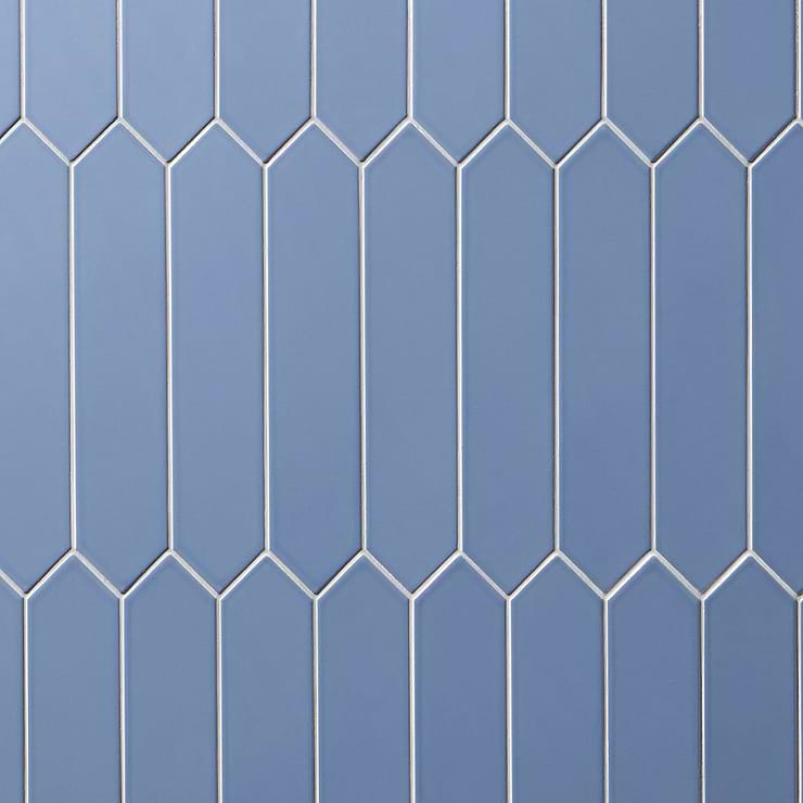 Kent Marine Blue 3x12 Picket Polished Ceramic Tile; in Blue Ceramic; for Backsplash, Bathroom Wall, Kitchen Wall, Shower Wall, Wall Tile; in Style Ideas Beach, Classic, Contemporary, Cottage, Craftsman, Farmhouse, Mid Century, Traditional, Transitional, Tropical