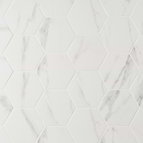 Amalfi Statuario White 6" Hexagon Polished Porcelain Tile