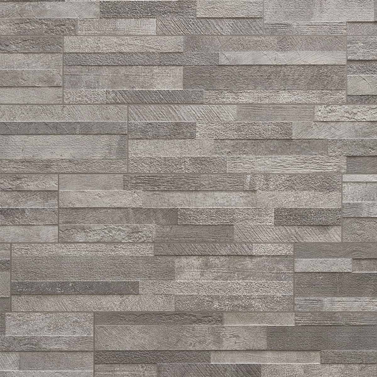 Lodge Stone 3D Gray 6x24 Textured Porcelain Wall Tile