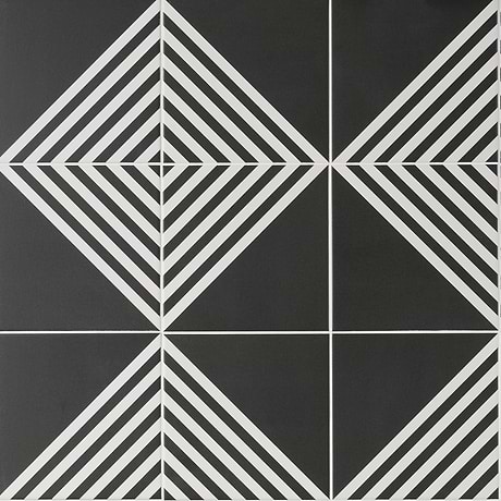 B2W Black & White Stripe Negative 8x8 Matte Porcelain Tile