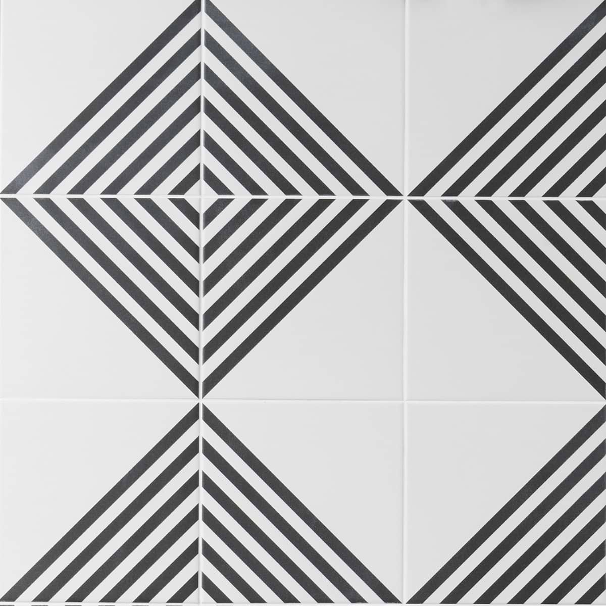 B2W Stripe Positive 8x8 Matte Porcelain Tile