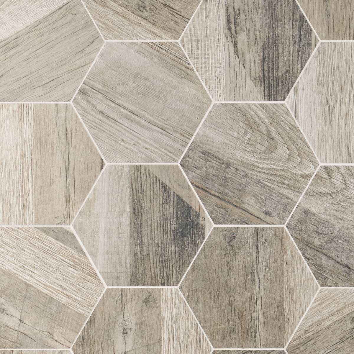 Caribou Olive Esagona 8" Hexagon Matte Porcelain Wood Look Tile